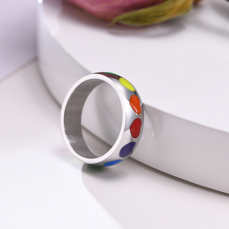 Modyle 2022 Zilveren Kleur Rvs Regenboog Lgbt Pride Ringen Voor Vrouwen Mannen Mode Hart Bruiloft Mannelijke Sieraden