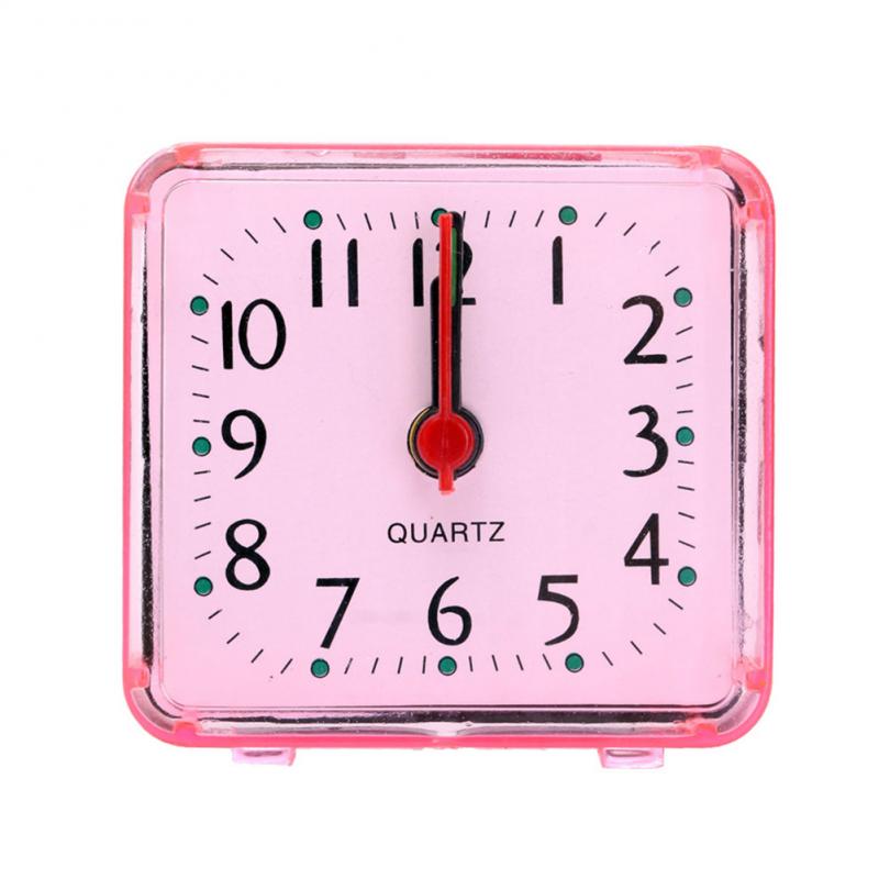 Mini Wekkers Leuke Draagbare Student Gemak Wekker Vierkante Kleine Bed Compact Travel Quartz Beep Wekker: red