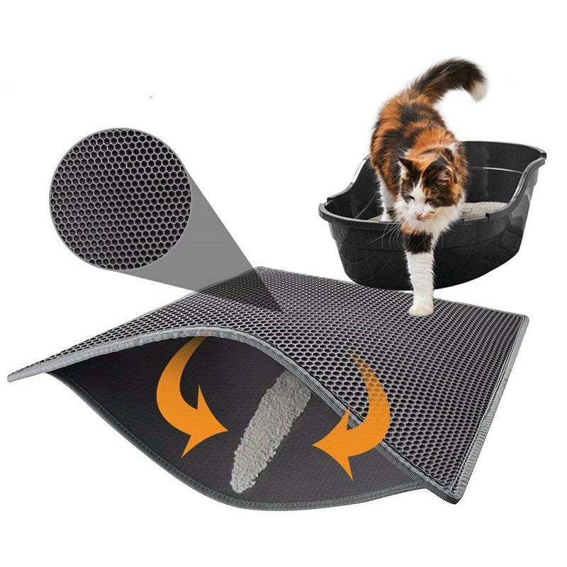 Kattsandsdyna hopfällbar lätt att rengöra dubbla lager kattsand hemmatta vattentät kattmatta halkfri husdjurssand xs/s/m/l