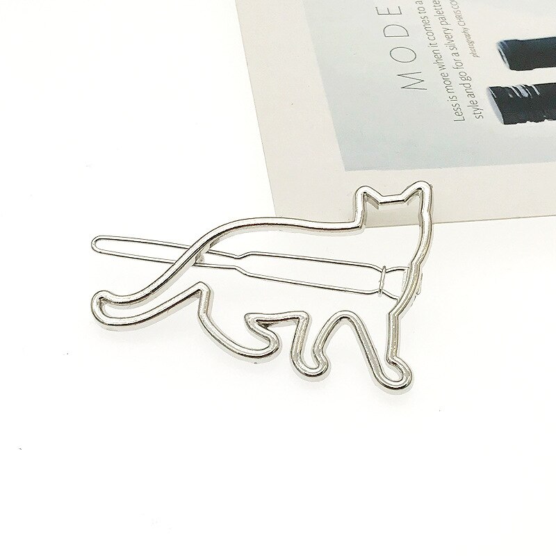 1pcs Silver Cat Hair Pins Kid Girl Snap Hair Clips Hair Clip Pins Color Metal Barrettes Baby Children Women Styling Accessories: g