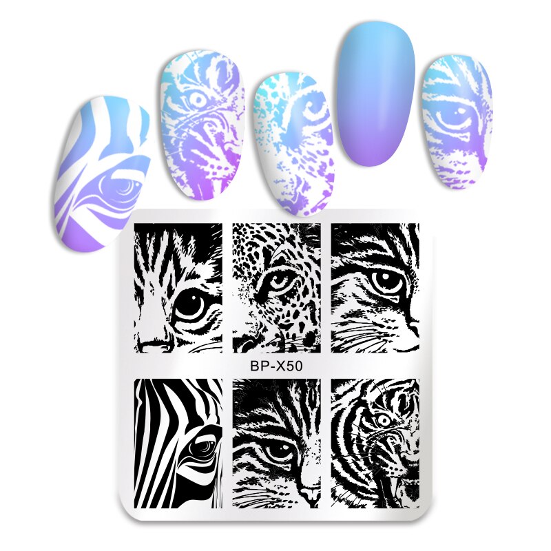 Født smuk nail art stempel skabelon blomst blonder geometri billeder stål nail art stencil blomstertema manicuring: Bp -x50