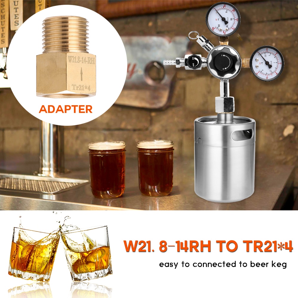 Stainless Steel Beer CO2 Keg Regulator Safety Pressure Relief Valve 0-3000 PSI Tanks Double Pressure Gauge