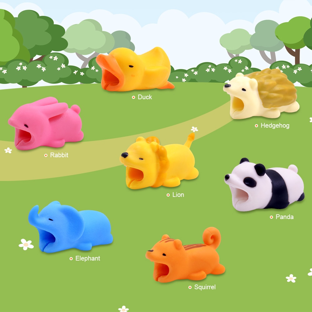 CHIPAL Cute Bites Animal Cable Protector for iPhone USB Charger Cable Organizer Cartoon Wire Winder Bite Chompers Phone Holder