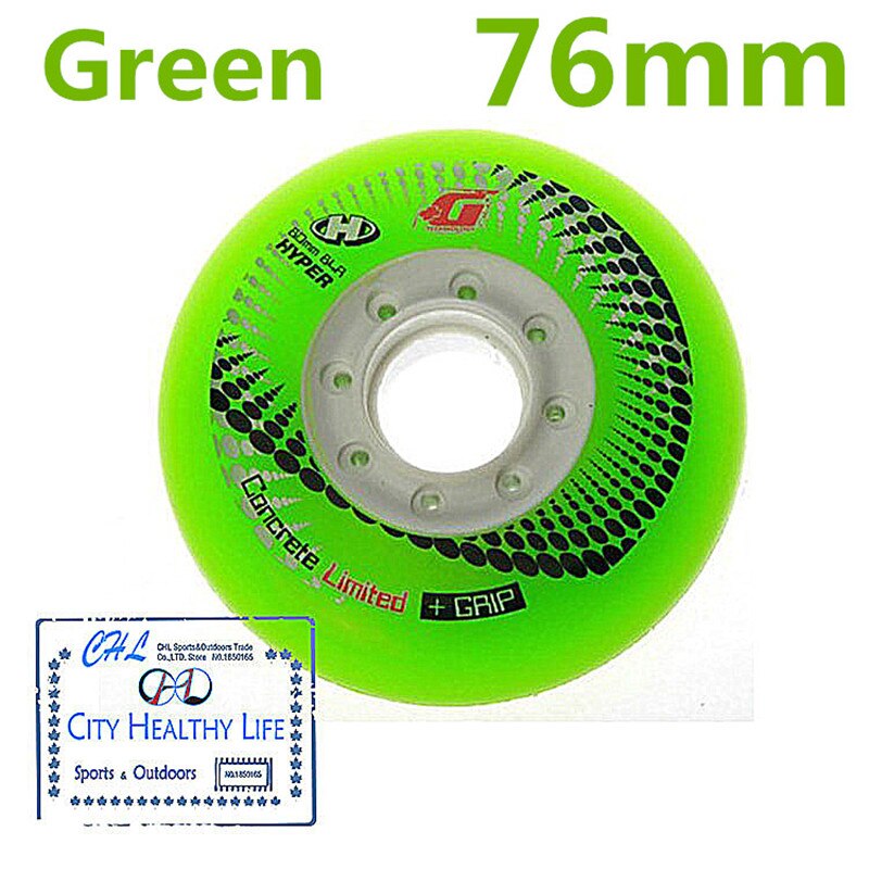 [72mm 76mm 80mm] 100% Original 84A SEBA Hyper + G Griff Beton Inline Rollschuhe Rad rollschuh FSK Slalom Bremsen Rad: Grün 76mm