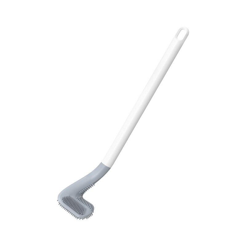 Brosse de toilette en caoutchouc souple, manche Long, en Silicone, pas de mort, nettoyage des toilettes, séchage rapide, accessoires de salle de bains: White A
