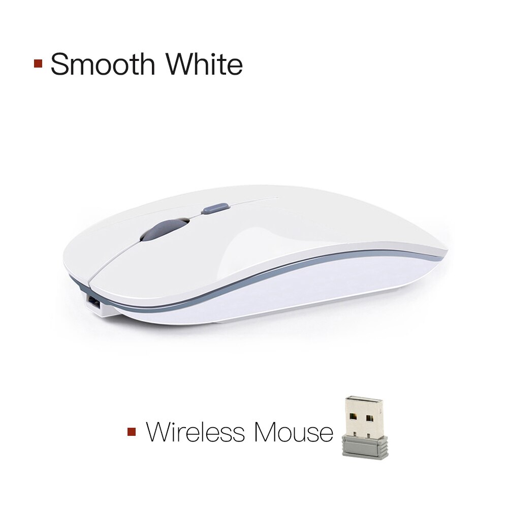 Wireless Mouse Rechargeable Computer Mouse USB Silent Ergonomic Mause Portable Ultra Thin Mute Mice For PC Laptop iMac: Smooth White