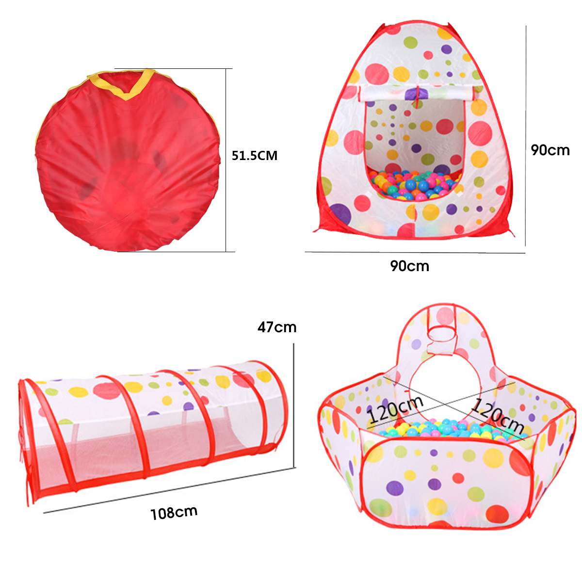 3Pcs/set Children Crawl Tunnel Ocean Ball Pool Foldable Kids Play Tent Playhouse Tent for Children Crawling Game House