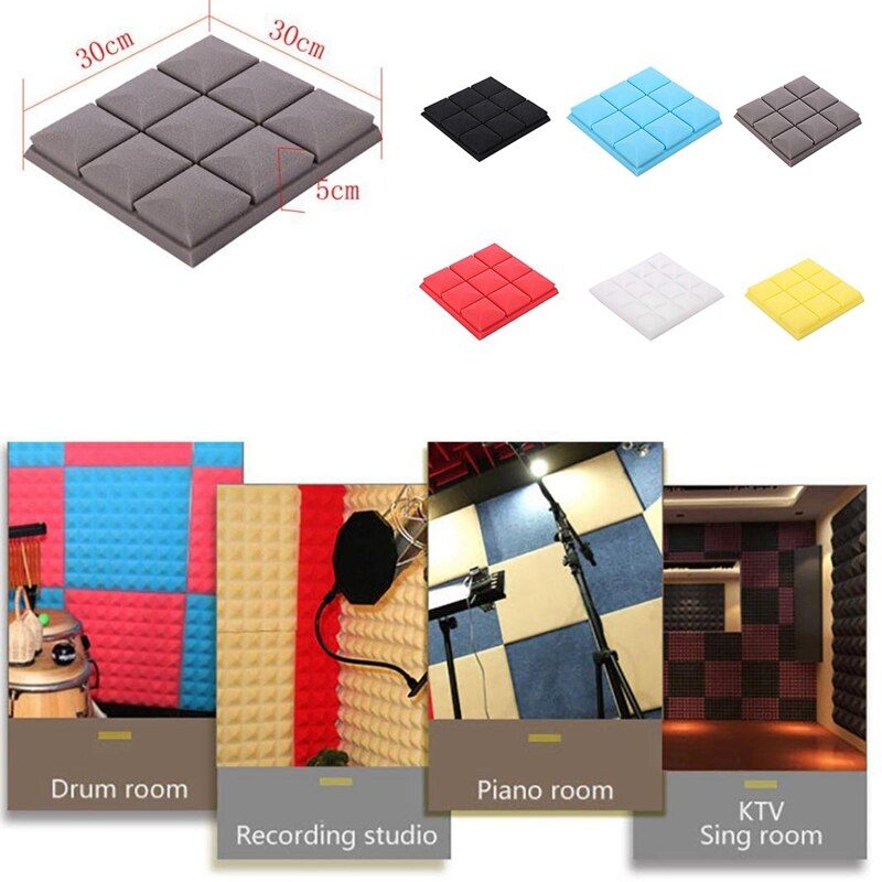 25X25X5cm Wallpaper Sticker Practical Acoustic Foam Panel Sound Stop Absorption Sponge Studio Ktv Living Room Bar Soundproof Sol