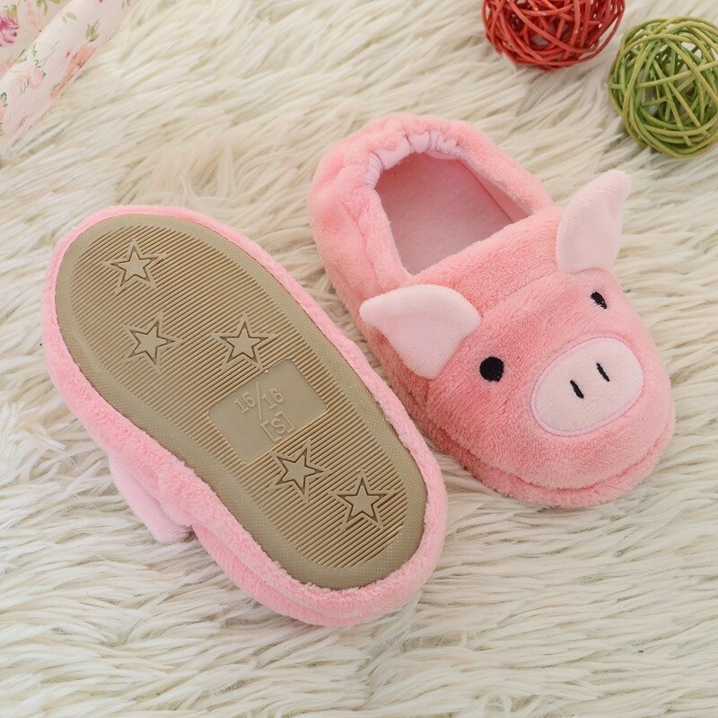 Kocotree – pantoufles d'hiver pour enfants garçons et filles, chaussures de maison confortables et chaudes en coton avec cochon de dessin animé