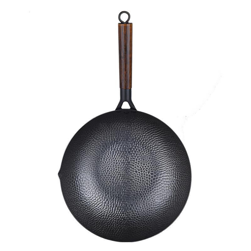 Non-stick wok huishoudelijke ongecoat inductie kookplaat speciale rvs kolen gasfornuis voor platte bodem wok 32cm