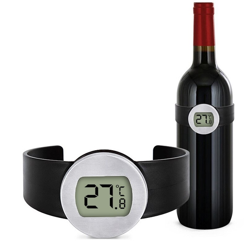 MOSEKO Elektronische LCD Rode Wijnfles Thermometer Digitale Wijn Horloge Temperatuur Meter Automatische Fles Thermometer Wijn Gereedschap