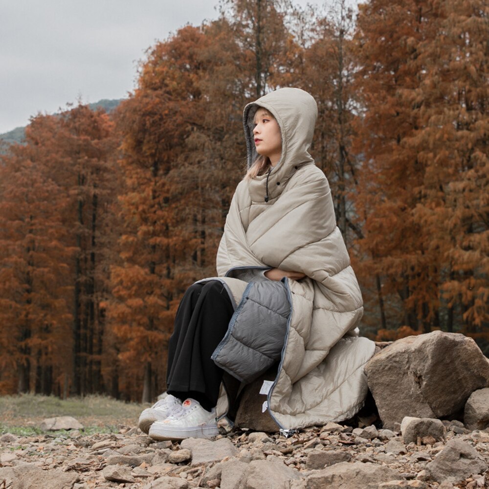 Wasser-beständig Schlafsack Mantel Poncho Camping Warmen Schlaf Decke Freien Camping Schlaf Decke Decke Mantel mit Kapuze