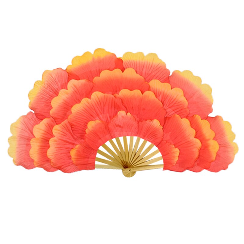 Pivoine fleur ventilateur scène performance ventilateur handfan double face grand fleur pétales ventilateur groupe danse performance accessoire: Orange