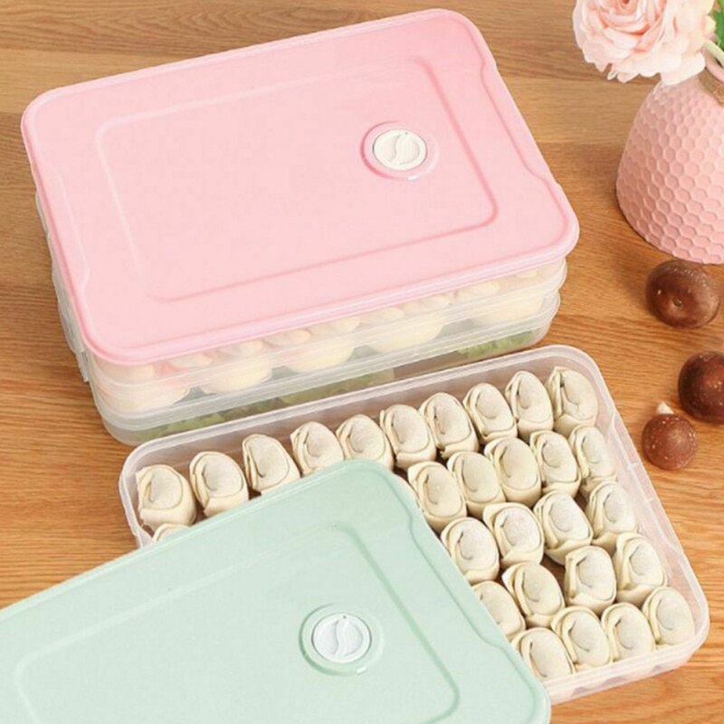 Dumpling Box Refrigerator Food Container No Divide Kitchen Transparent With Cover Plastic Storage Case Kitchen Accessories