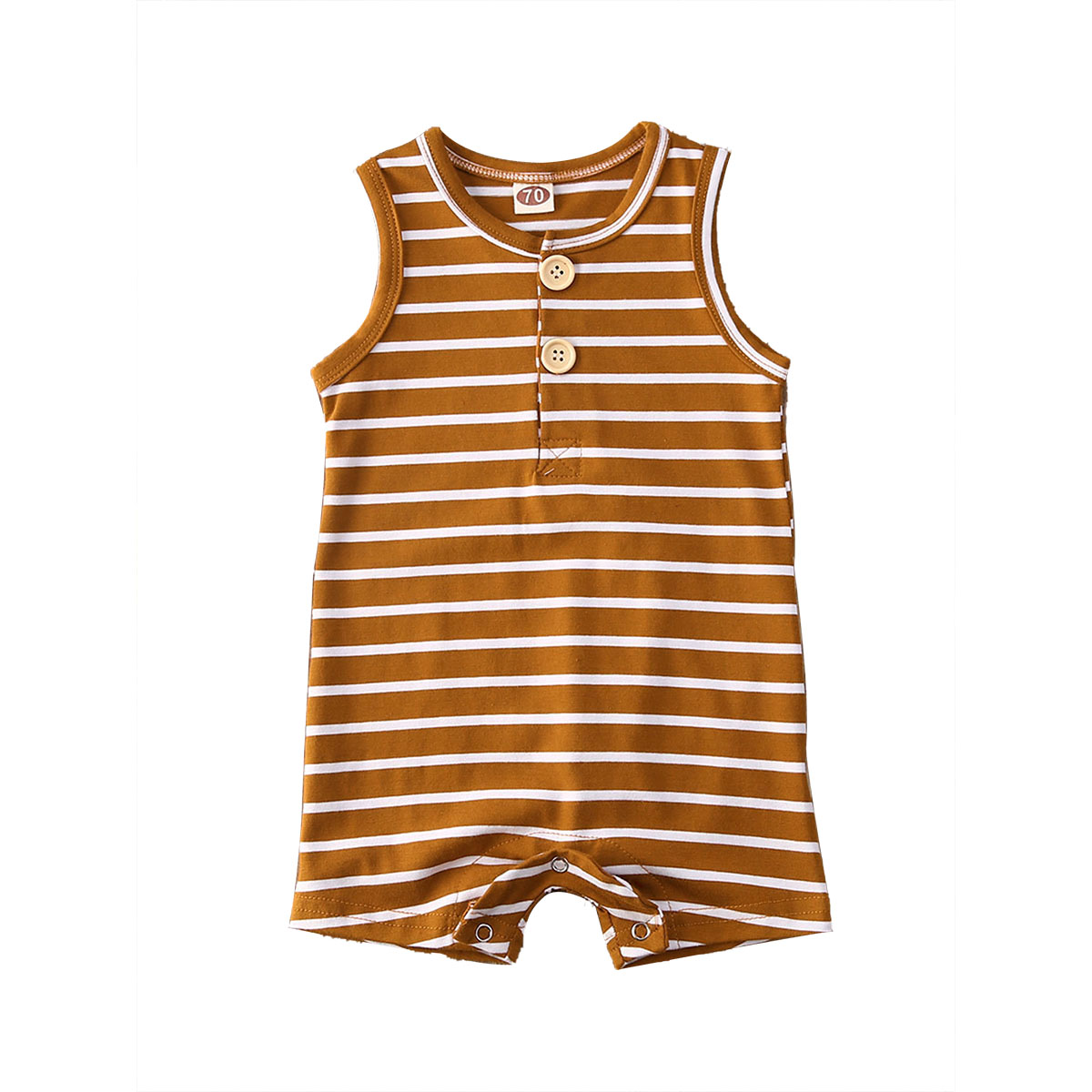 0-24 M abbigliamento per neonati pagliaccetto a righe per bambina vestiti per ragazzo tuta a righe senza maniche per bambina vestito estivo per neonato: Brown / 6m