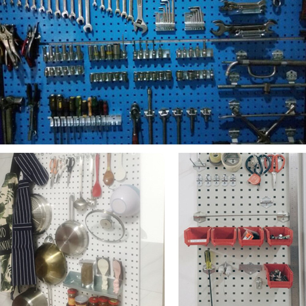 10Pcs Tool Opknoping Haak Metalen Display Rack Metal Winkel Goederen Plank Haken Verdikking Vierkante Gat Plaat Tool Haken Huishoudelijke keuk