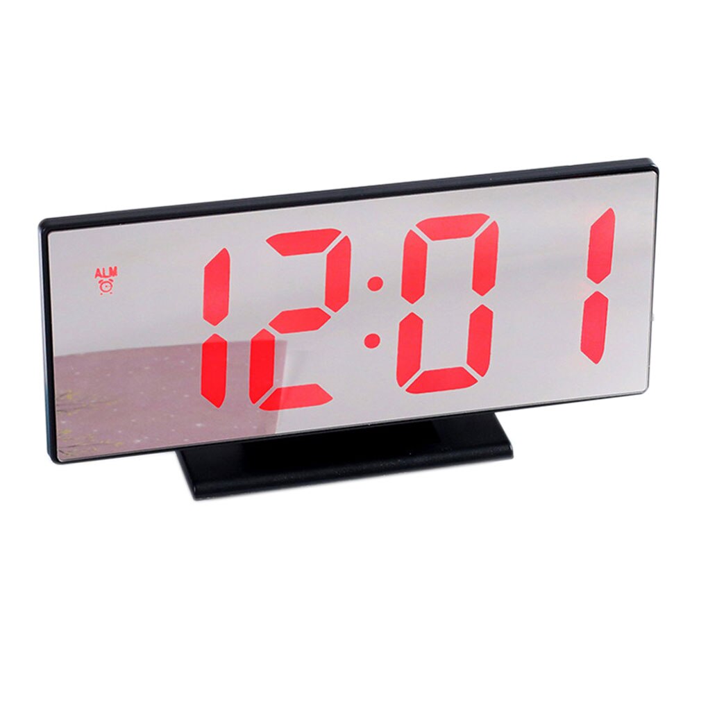 LED Mirror Digital Alarm Clock Electronic Watch Table Multifunction Snooze Night Display Desktop Alarm Clocks 12/24-hour System: 03