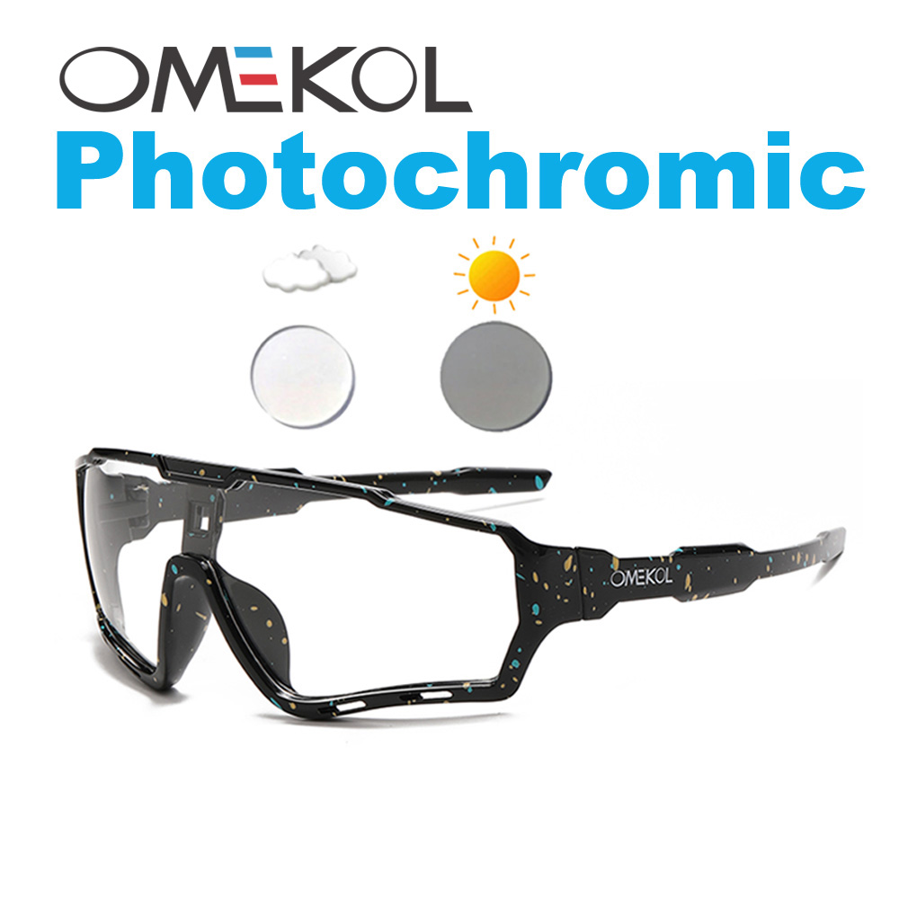 OMEKOL Brand Photochromic Sport Cycling Glasses Men Women Outdoor Sun Glasses Bike Bicycle Eyewear MTB Baseball Sunglasses