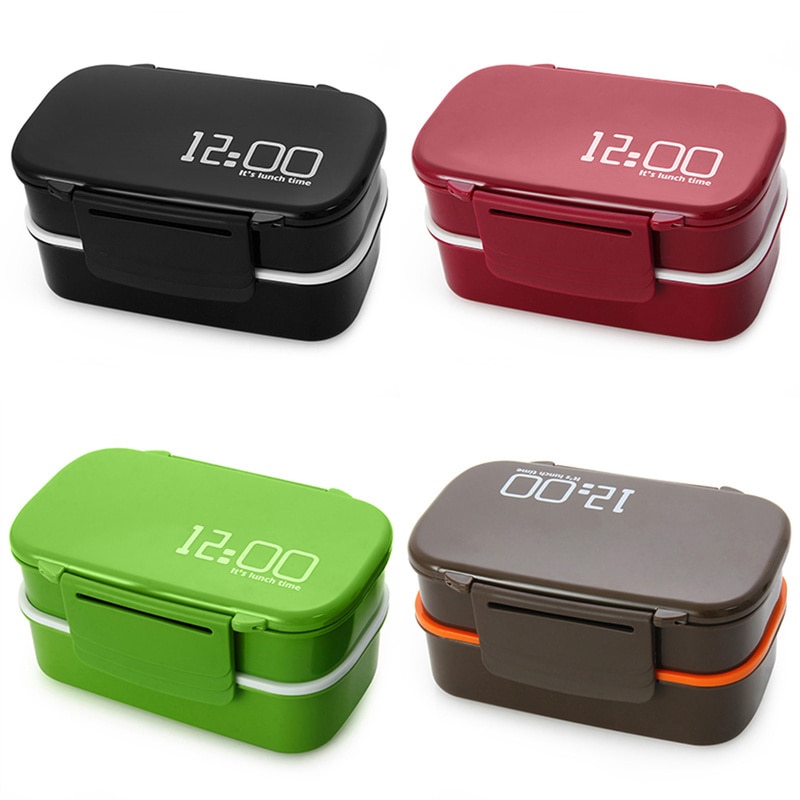 1410ml Grote Capaciteit Dubbele Laag Plastic Lunchbox 12:00 Magnetron Bento Lunchbox BPA Gratis Keuken Voedsel Container