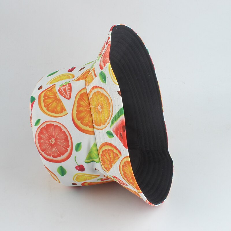 Zomer Zon Hoeden Voor Vrouwen Mannen Panama Emmer Cap Fruit Watermeloen Oranje Banaan Aardbei Gedrukt Visser Hoed