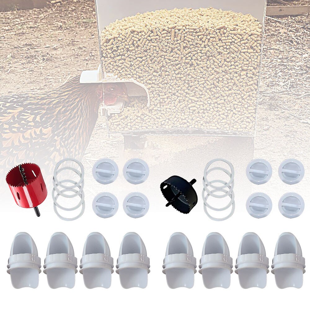 Chicken Feeder DIY Rain Proof Poultry Feeder Port Gravity Feed Kit For Buckets Barrels Drums Buckets Troughs