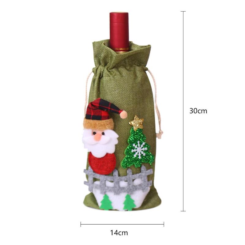 Tegneserie rødvin flaske dækning julemanden snemand elg vinposer juledekoration brugt til vinduesdisker fotografiske rekvisitter: Gammel mand b