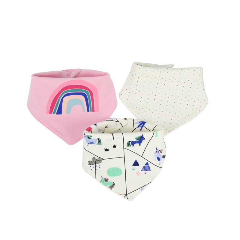 Infant Baby Bibs Cotton Newborns 3 Layers Waterproof 0-24 months 3 pieces/set snaps Bandana for babies Baby Feeding Accessories: 35205