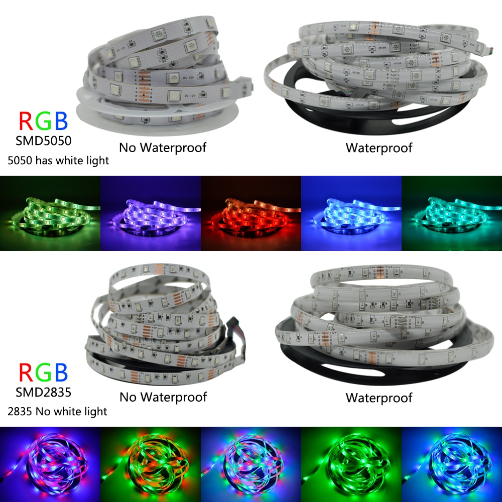 LED Bluetooth Luces 2835 Flexible Waterproof Strips Lights Led RGB Tape Sm-5050 Diode 5M 10M 15M DC 12V Remote Control+Adapter