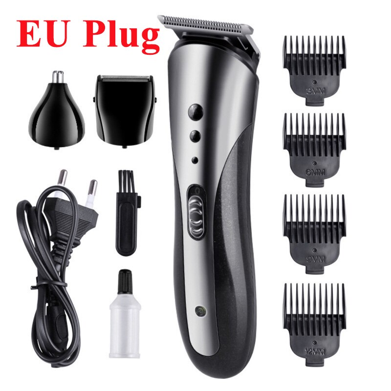 Hair Trimmer Rechargeable Hair Clipper Waterproof Wireless Electric Machine Beard Trimmer Body Men Haircut: EU plug