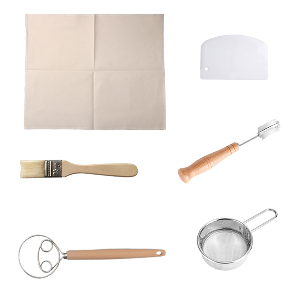 Herramientas de cocina para hornear, cuchillo para pan, cepillo, licuadora, raspador, tamiz de harina, tela fermentada, utensilios para hornear, juego de herramientas para hacer pan y pasteles