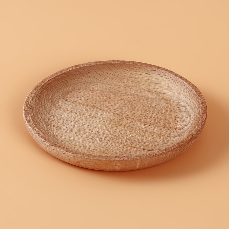 Vintage houten ronde vierkante schotel schaal schaaltjes taart bord thuis serveren dessert houten servies eco-vriendelijk: Ronde plaat