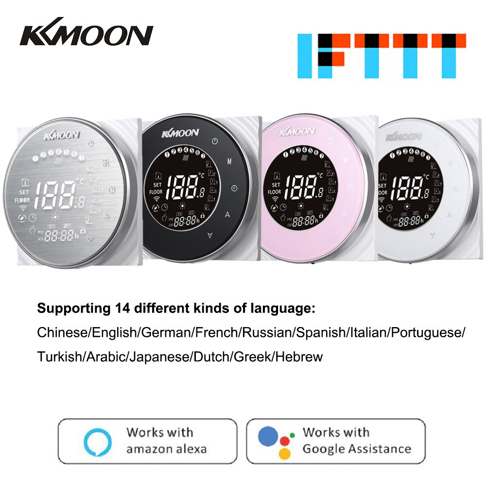 Kkmoon termostater digital vandopvarmning termostat wifi forbindelse stemmestyring berøringsskærm hus stuetemperatur controller
