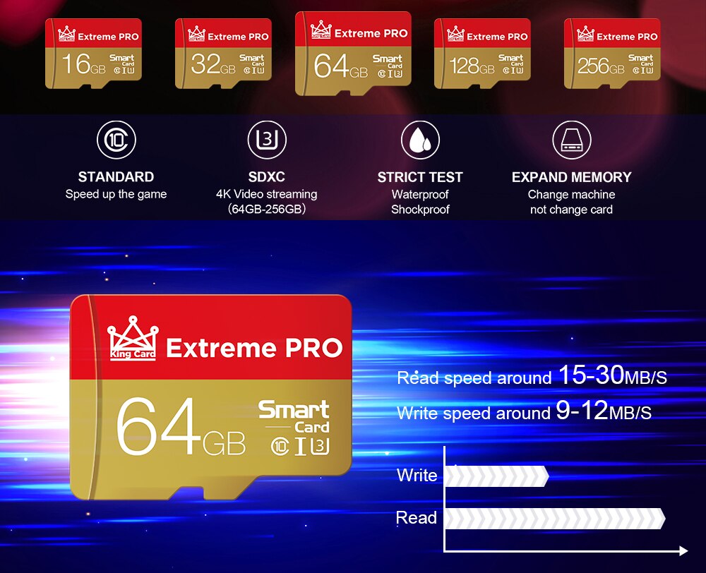 Microsd-minnekort 128gb 64gb 32gb micro sd-kort 8gb 16gb flash tf-kort klasse 10 minnekort for smarttelefonnettbrett