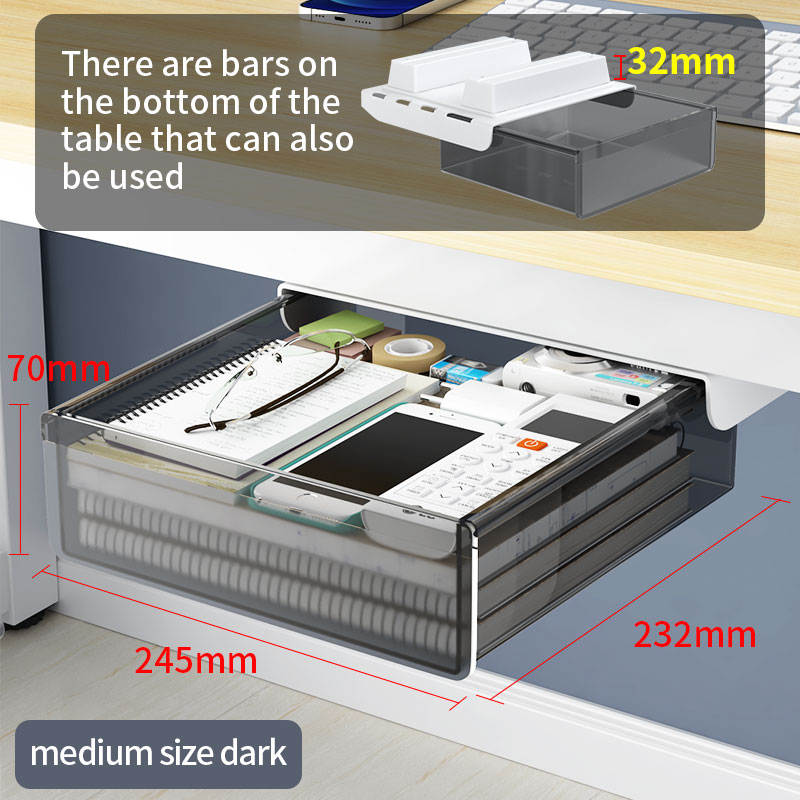 Under-desk Drawer Storage Device, Suitable For Office/home, Ideal For Organizing Stationery. Self-adhesive Plastic Drawer.: SKY BLUE