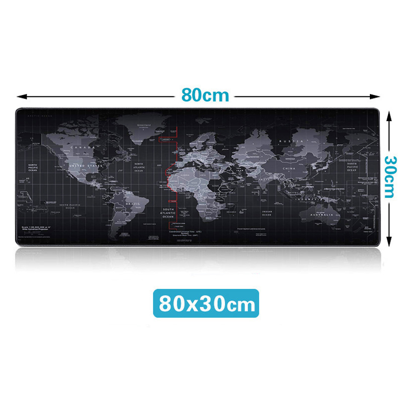 Silicone Large Mousepad Gaming Accessories Keyboard Pad Cushion XL Mouse Mat Gel World Map Print Keyboard Gel Logitech Gamer Mat: 30 x 80 cm