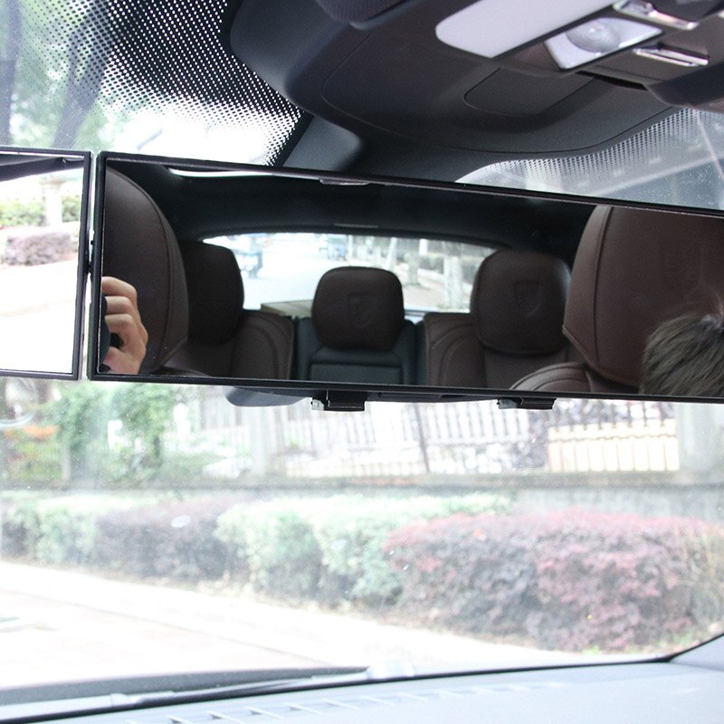 Car Wide Curve Convex Interior Reflector Clip Tri-fold Panoramic Rear View Mirror JLD