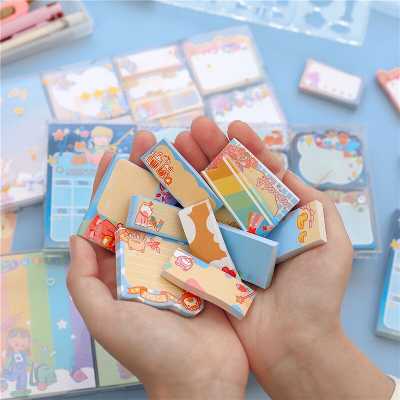 Cute Post-It Notes with Acrylic Box Scrapbook Stickers Stationary Office School Supplies Chinoiserie Paper Memo Pad Sticky Label