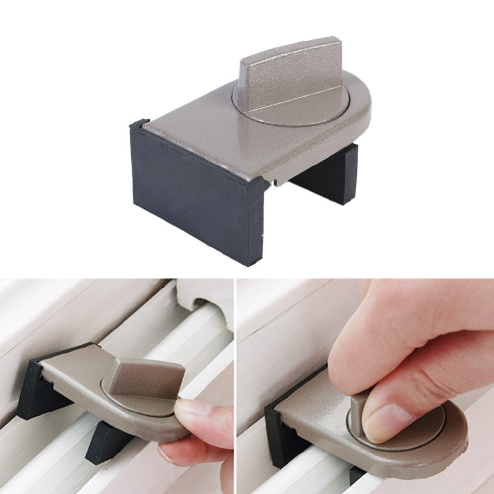 Adjustable Window Sash Lock Safety Lock for Children Sliding Door Auxiliary Lock with Rubber Covered