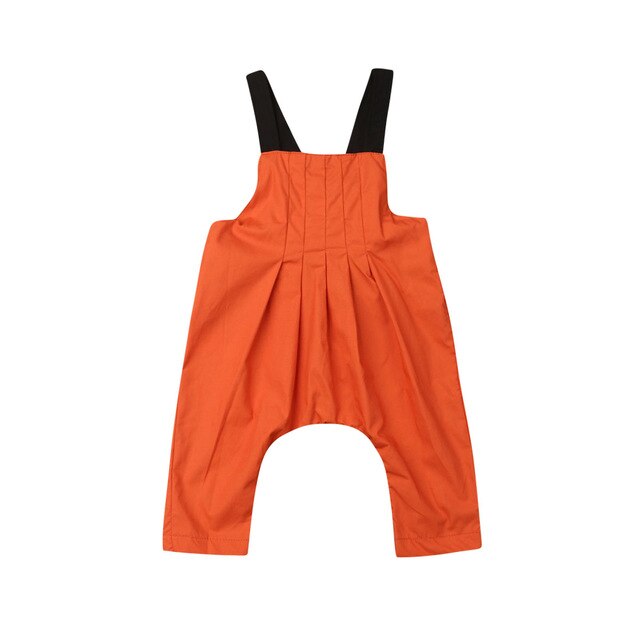 2019 Roupa de Verão Do Bebê Da Criança Do Bebê Meninas Meninos Romper Cinta Sem Mangas Causal Sólida Geral Jumpsuit Playsuit Outfits Roupas: Laranja / 24 m