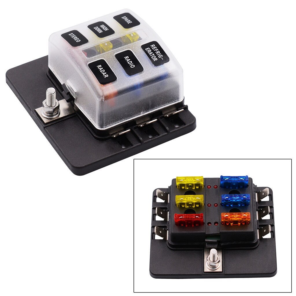 wupp fuse boxes 1 Input And 6 Output Fuse Box With LED Indicator PC Terminal Block for Auto Car Boat Marine Trike