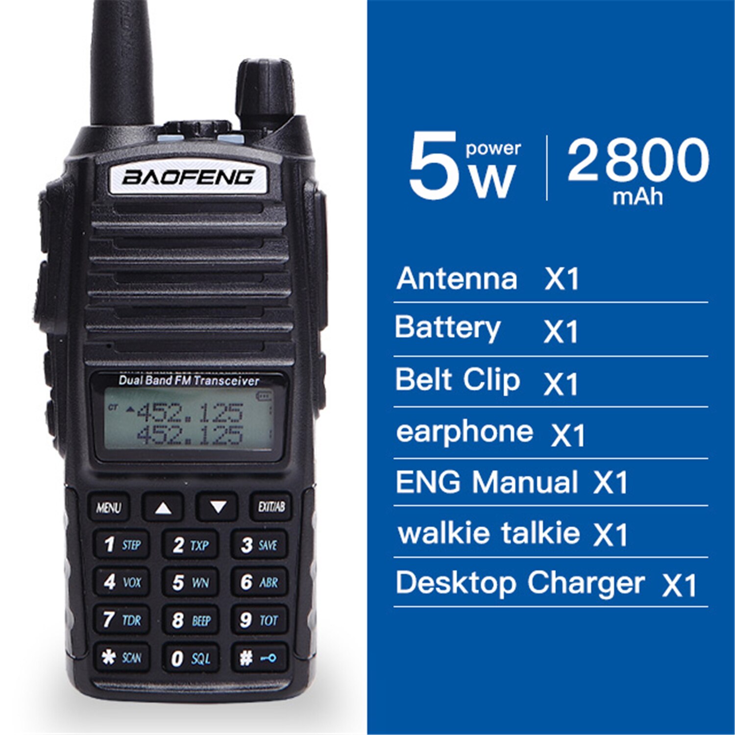 トランシーバー 5 ワット 8 ワットデュアルバンド 10 キロ Baofeng UV-82 FM トランシーバポータブル CB アマチュア無線 128CH VHF /UHF UV 82 双方向ラジオ 2800mAh: 5W / BRITISH