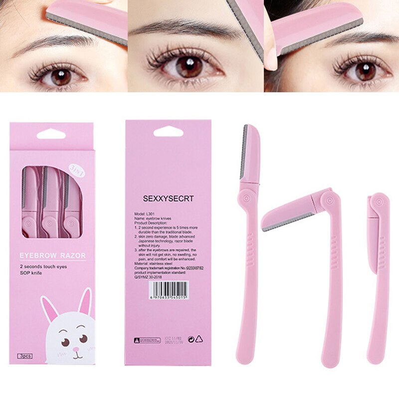 Recortador de cejas práctico, cuchilla de afeitar segura para la cara, eliminador de vello corporal y Facial, espátula, herramientas de maquillaje de belleza, 3/6 Uds.