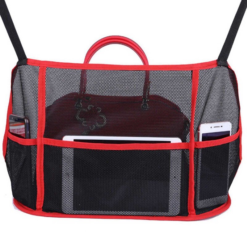 1PC Car Net Pocket Handbag Holder Universal Multifunction Car Organizer Seat Gap Storage Mesh Pocket Interior Accessories: 12228RD2