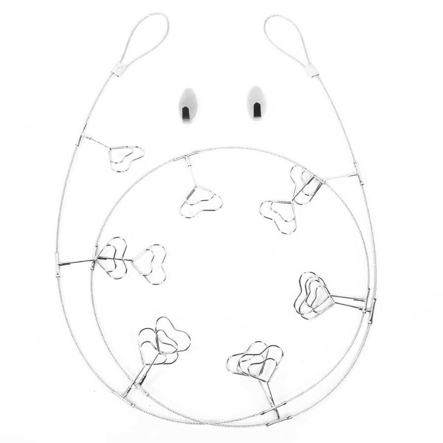 Hanging Photos Clips Heart Shapes Steel Wire Rope Wall Pictures Display Decoration Metal Photos Clips