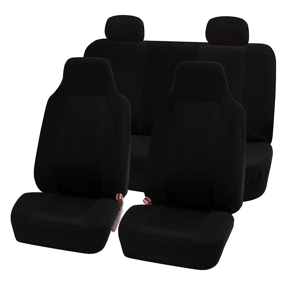 Set de fundas de asiento de coche, accesorios interiores de esponja, cubierta de asiento delantera/trasera/reposacabezas, conjunto de cubierta completa para coche/camión/furgoneta 7 unidades: Black