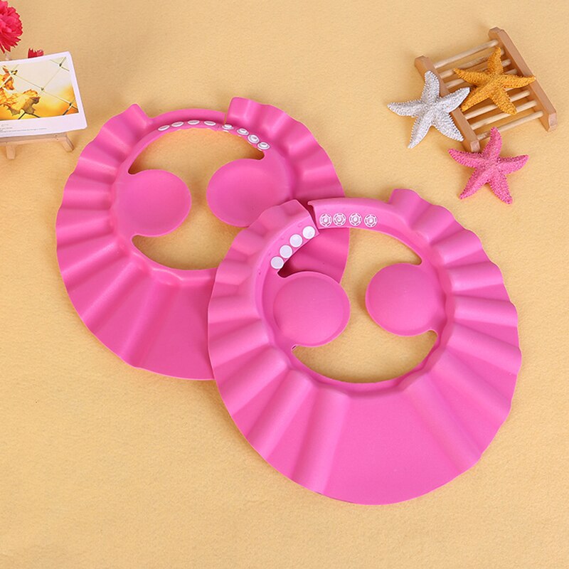 1Pcs Baby Safe Shampoo Bathing Shower Cap Hat Wash Hair Adjustable Shower Protect Eye Water-proof Shield elastic Shampoo Cap: Pink