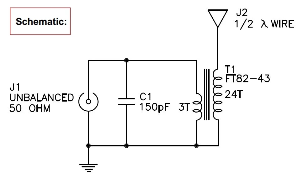 DIY Portable No Tune End Fed Half Wave Antenna 50Ohm Single-Band 80M-10M End-Feed Half-Wave Linear Antenna