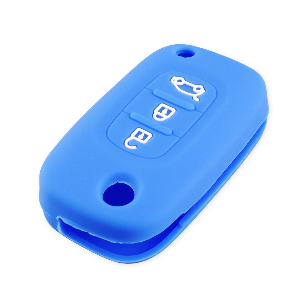 KEYYOU-funda de silicona para llave de coche, carcasa remota para vehículo LADA Vesta Granta XRay Kalina Priora Sedan Sport, Renault Fluence Clio Megane: Blue