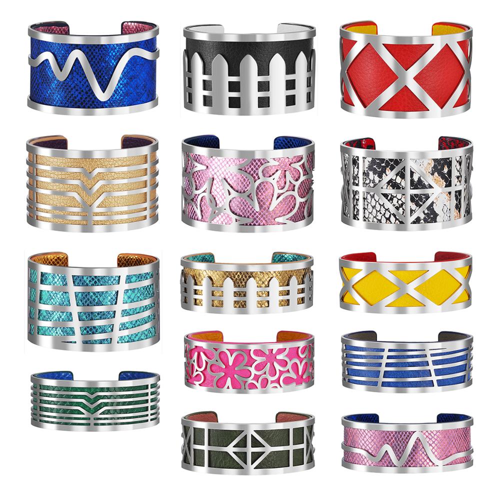 Brazalete de botón magnético intercambiable para mujer, pulsera de cuero de PU, pulseras de joyería india de Georgettes, brazaletes de amor para mujer