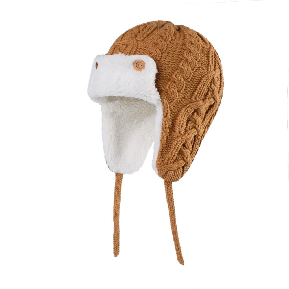 Connectyle peuter baby jongens wintermuts fleece gevoerd oorkleppen gebreide kabel warme schedel dagelijkse muts mutsen voor meisjes: Bruin / M  48-50cm 1-2t